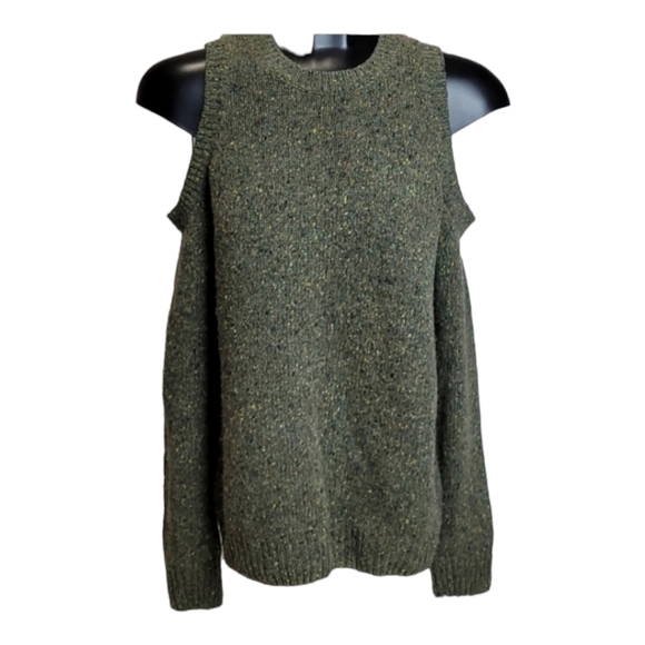 REBECCA MINKOFF Cold Shoulder sweater wool & alpaca crewneck women's S in green - Picture 2 of 12